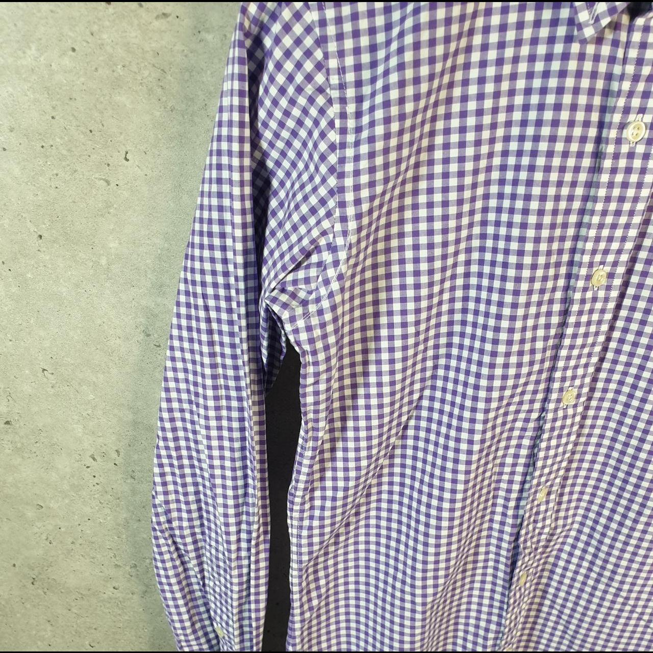 Vintage Ralph Lauren Button Down Shirt Men’s Small Purple Checkered Custom Fit Cotton Pony