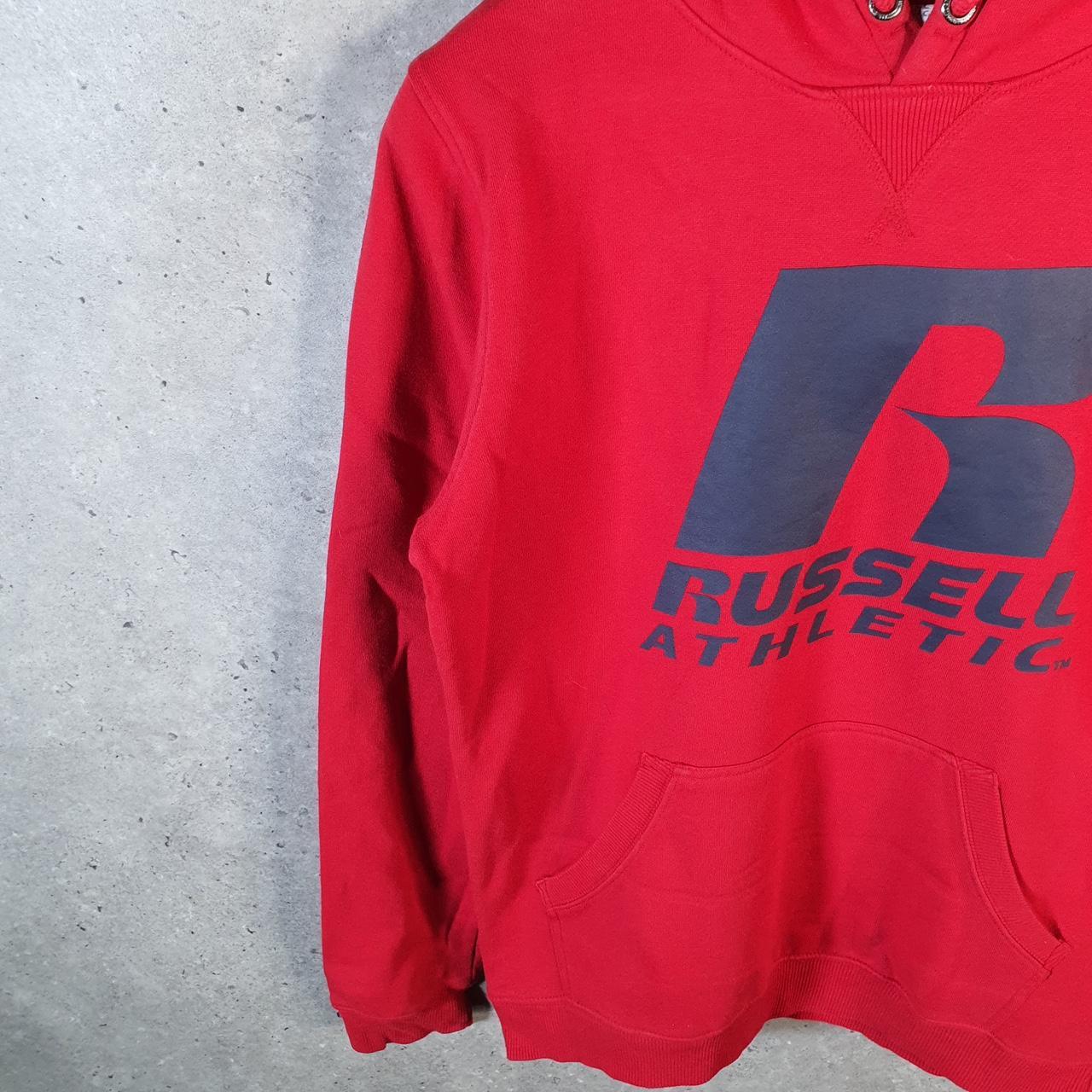 Vintage Russell Athletic Spellout Hoodie Youth 15-16 Years Old Red Pullover Baggy