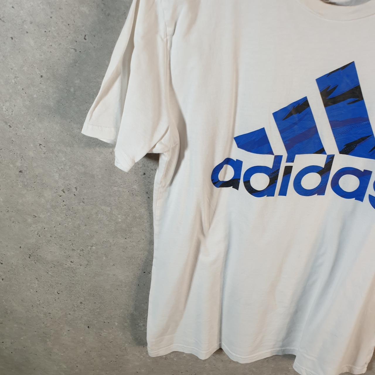 Vintage Adidas Spellout T Shirt Womens XL White Three Stripes Athletic Logo