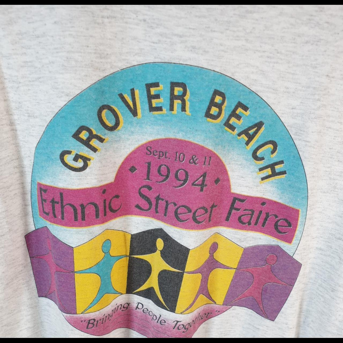 Vintage Oneita Power Grover Beach 1994 USA Single Stitch T Shirt Men’s Large grey C8113