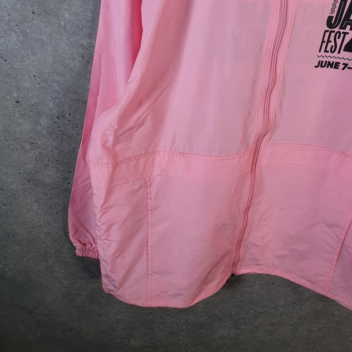 Vintage Champion Windbreaker Track Jacket Mens Large Pink Logo Full Zip Jazz