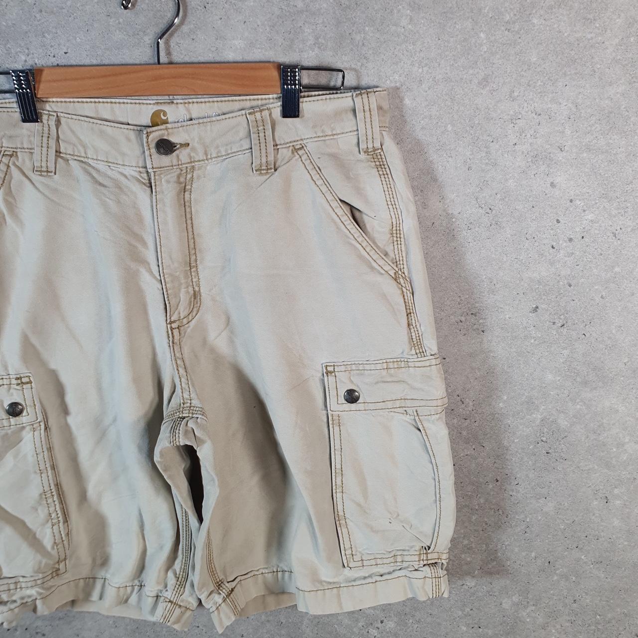 Vintage Carhartt Baggy Carpenter Shorts Jorts Cargo Men’s W34 Beige Relaxed Fit Workwear Big Fish Vintage