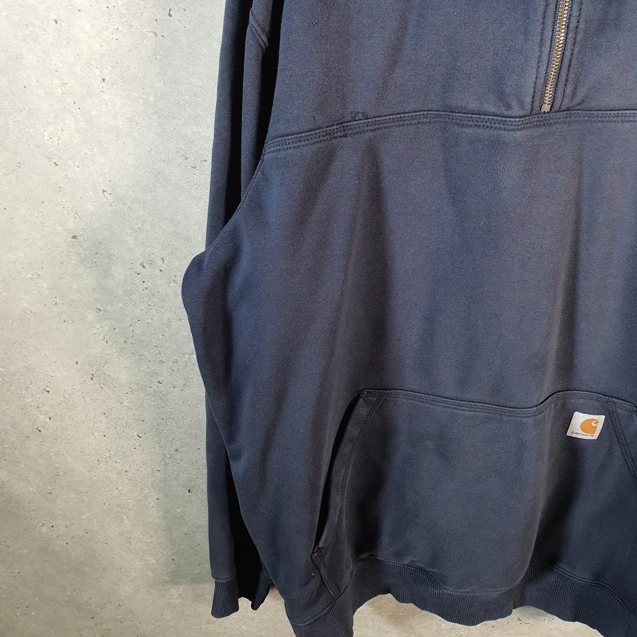 Vintage Carhartt Rain Defender Hoodie Men’s XL Tall Navy Blue 1/4 Zip Pullover USA Loose Fit