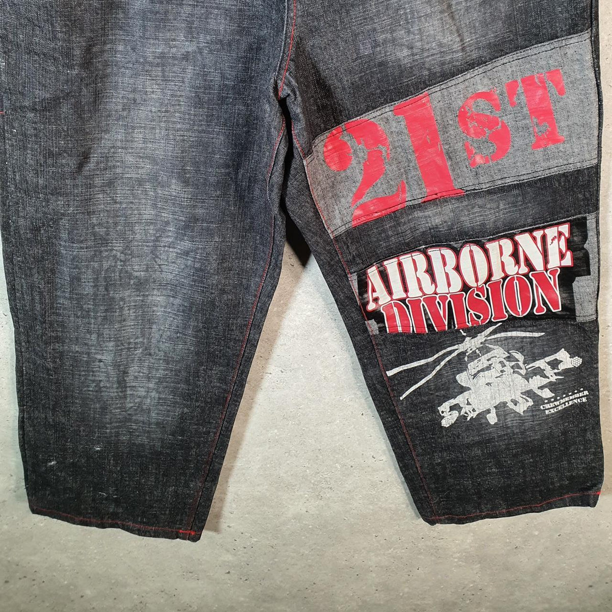 Vintage Exco Baggy Y2K Hip Hop Jeans Mens W34 L30 Grey Embroidered Denim Wide Leg Big Fish Vintage
