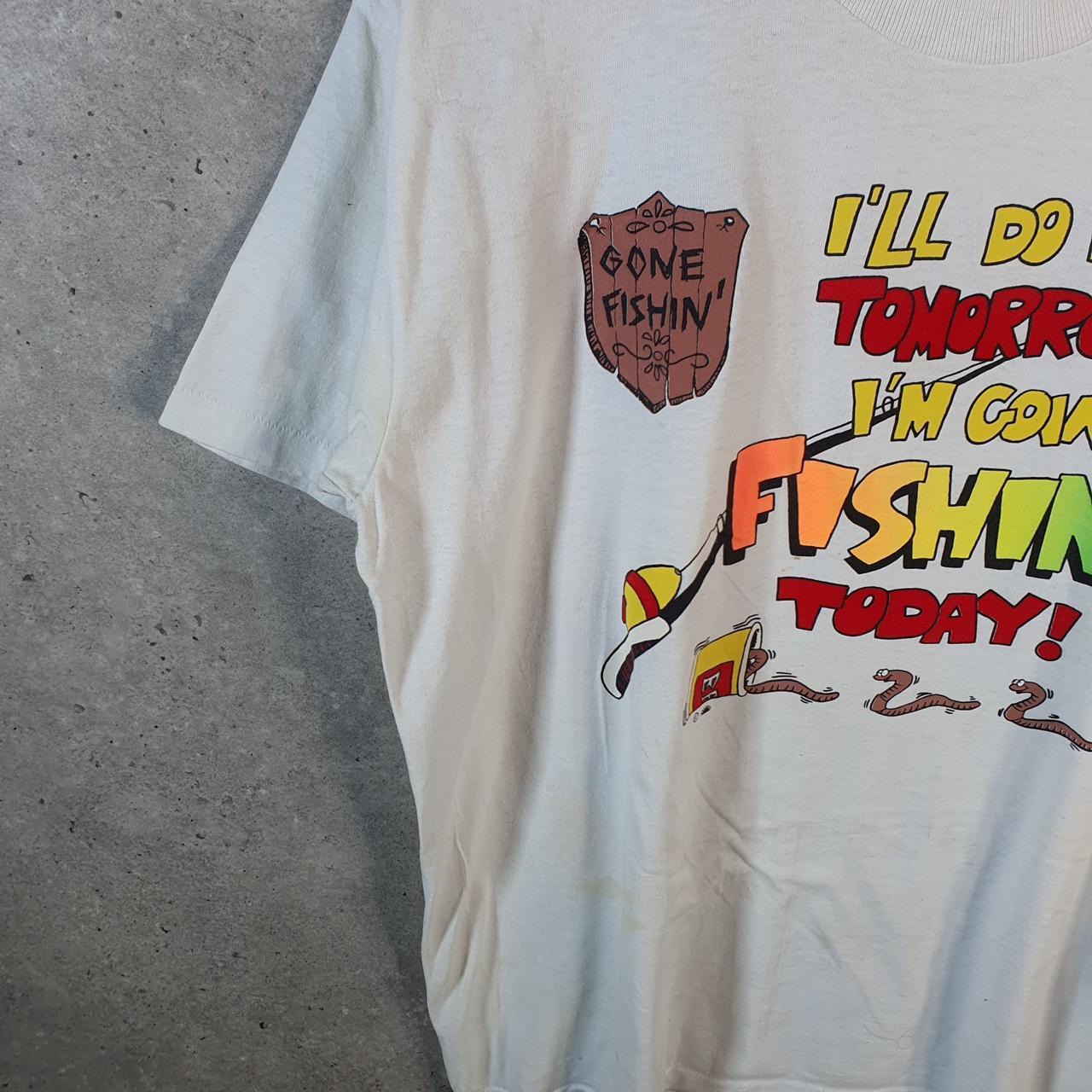 Vintage Centre Star Fishing USA Single Stitch T Shirt Men’s XL White