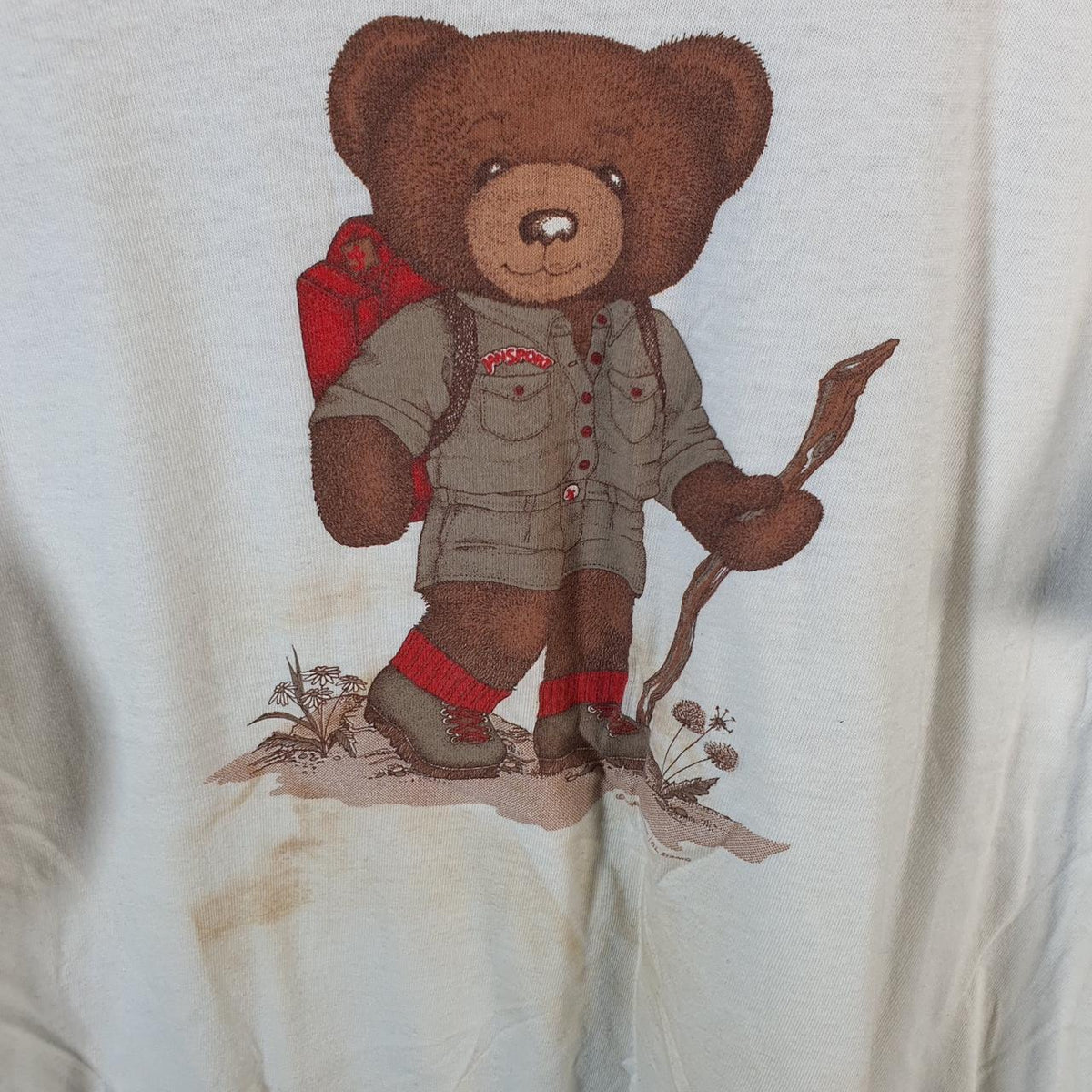 Vintage Jan Sport Teddy Bear Graphic 90s USA Single Stitch T Shirt Men’s Large White