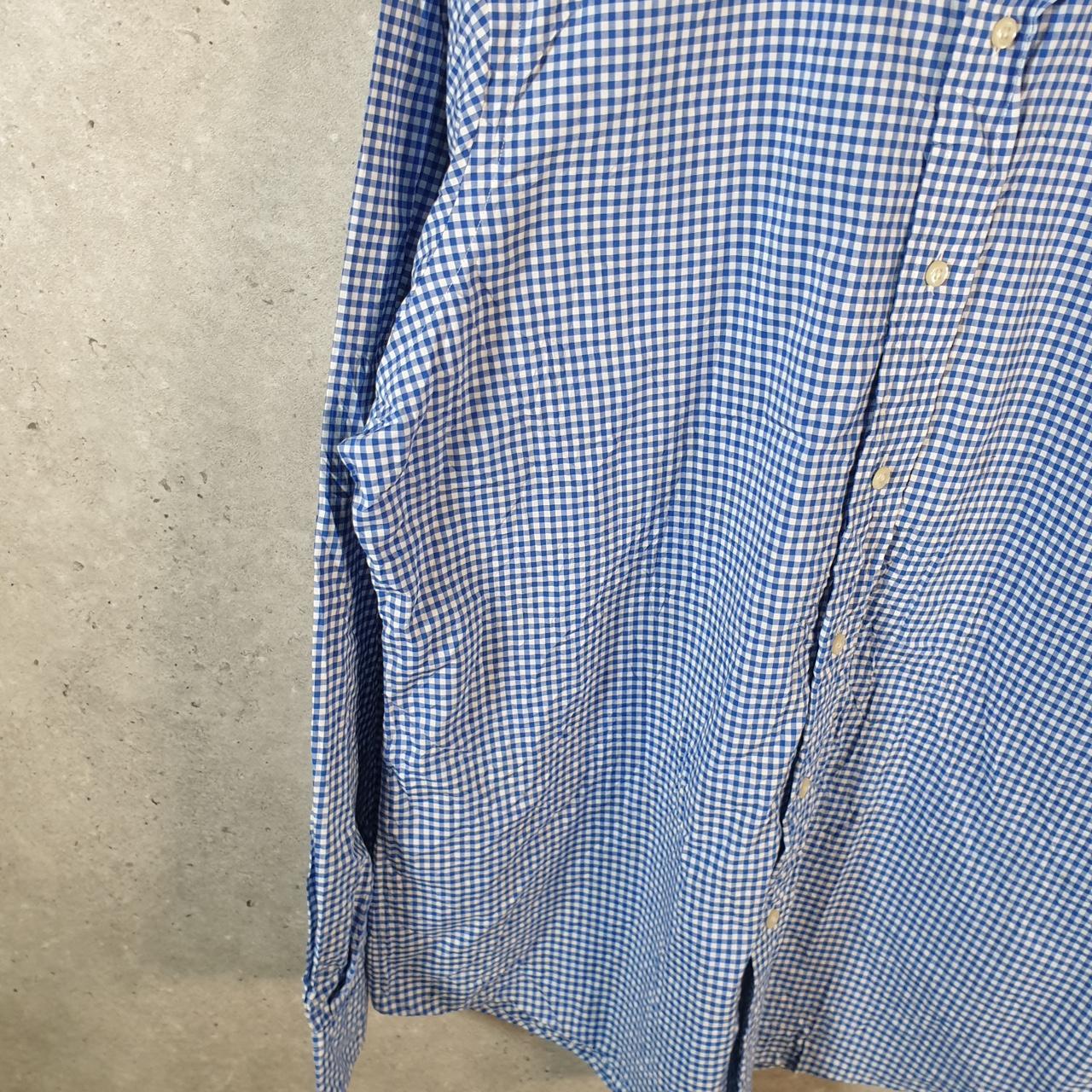 Vintage Ralph Lauren Button Down Shirt Men’s Large Blue Classic Fit Checkered Pony