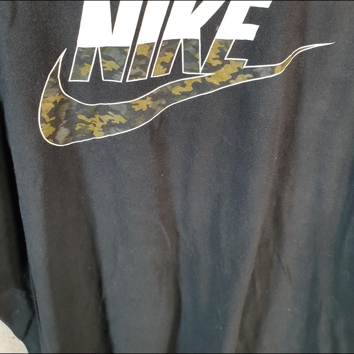 Vintage Nike Spellout Club T Shirt Men’s Large Black Logo Swoosh Athletic C9907