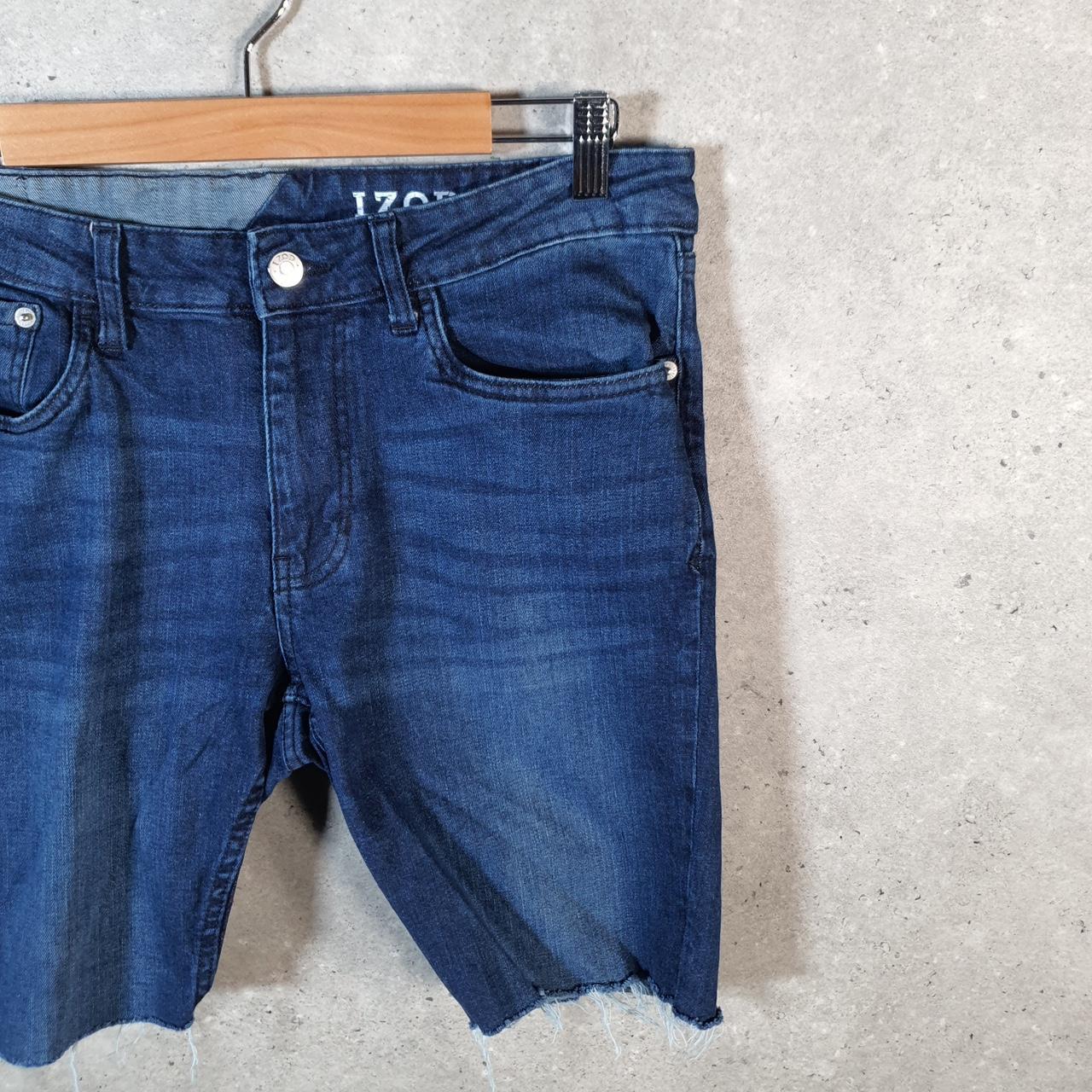 Vintage Izod Baggy Shorts Jorts Cargo Mens W32 Blue Denim Skinny Fit Cargo