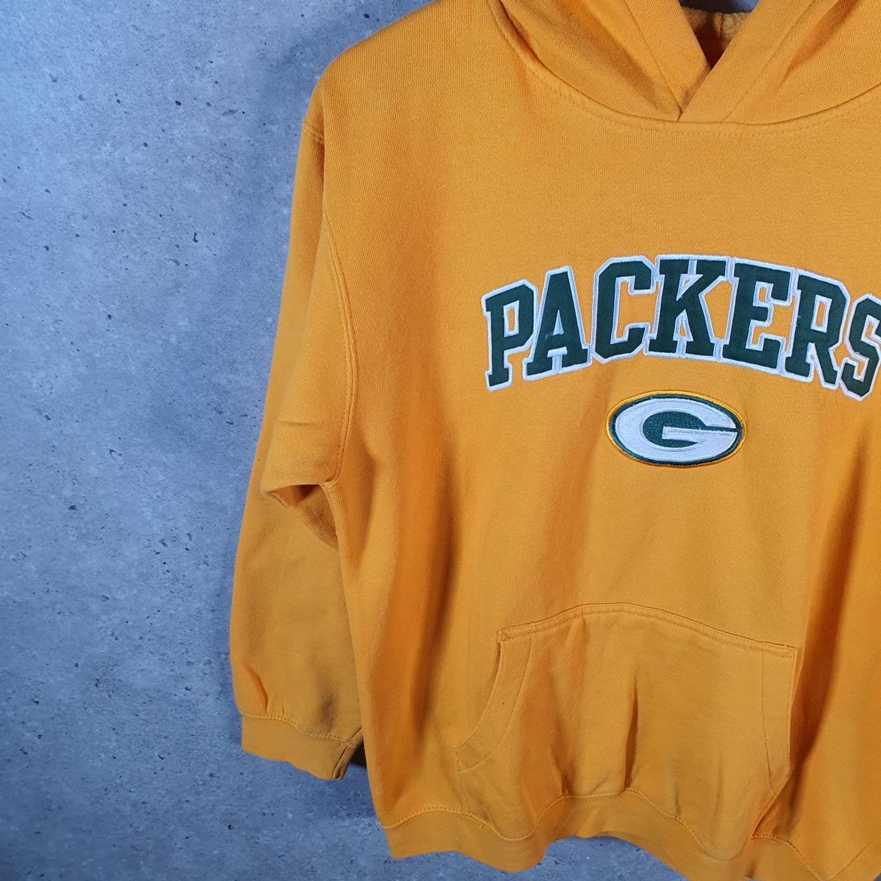 Vintage NFL Green Bay Packers Hoodie Youth XL Yellow Pullover USA Pro Sport