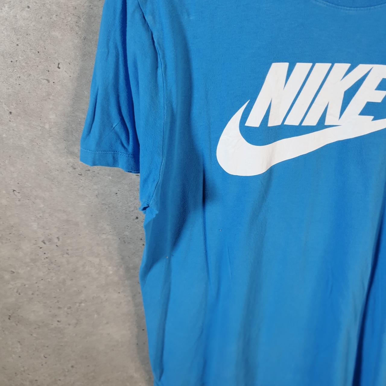 Vintage Nike Spellout Club T Shirt Men’s Medium Blue Logo Swoosh Athletic
