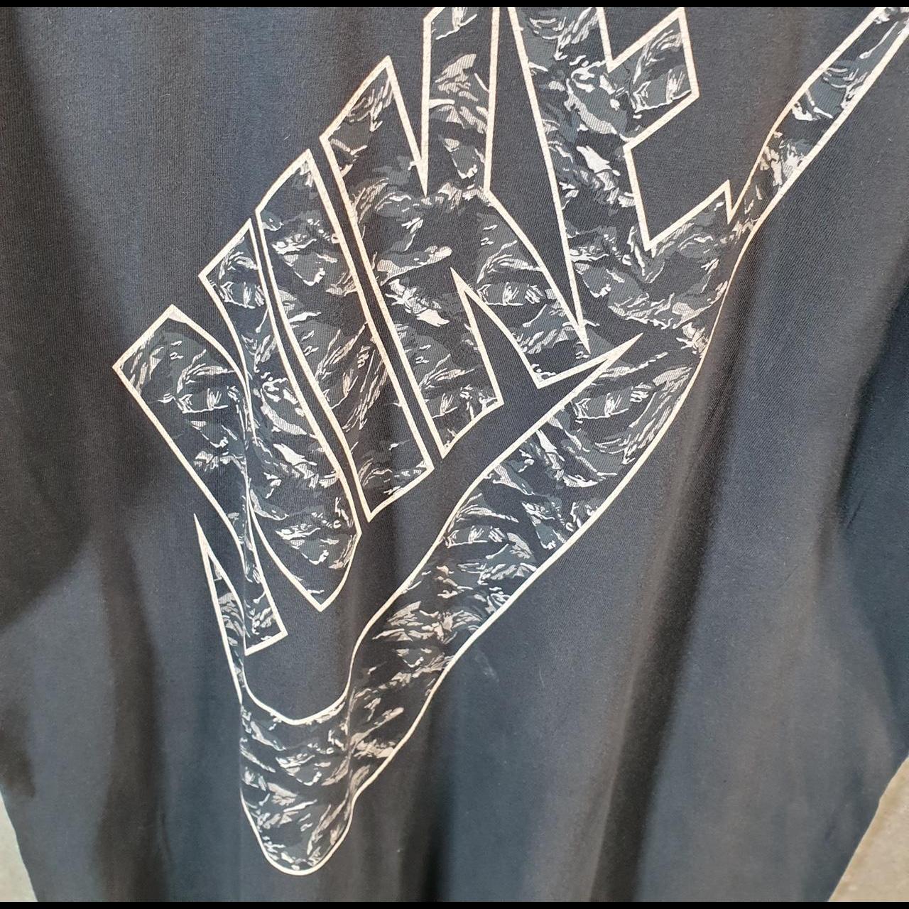 Vintage Nike T Shirt Men’s Large Black Printed Single Swoosh Logo Athletic C8273