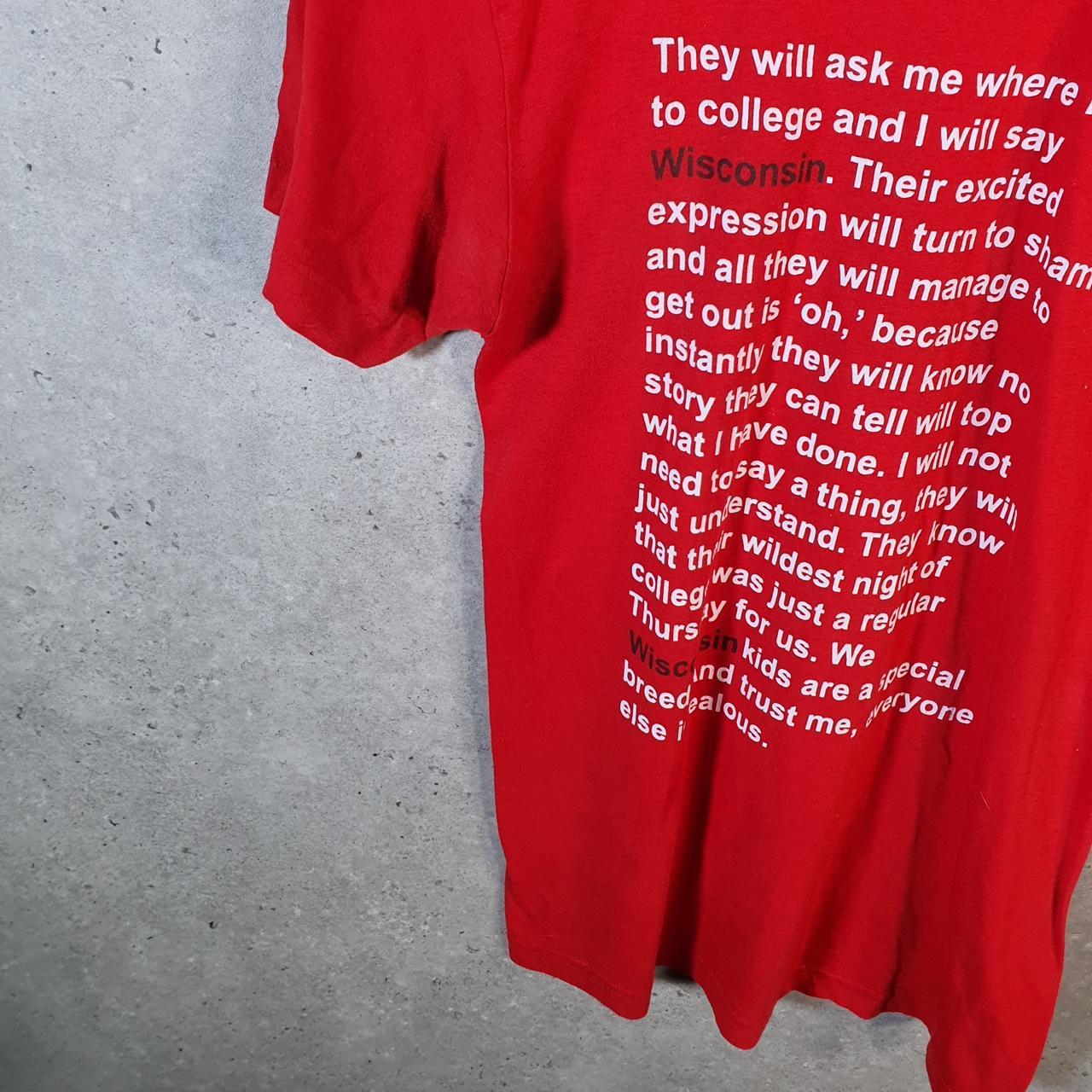 Vintage Sconnie Wisconsin 90s USA Single Stitch T Shirt Men’s Small Red