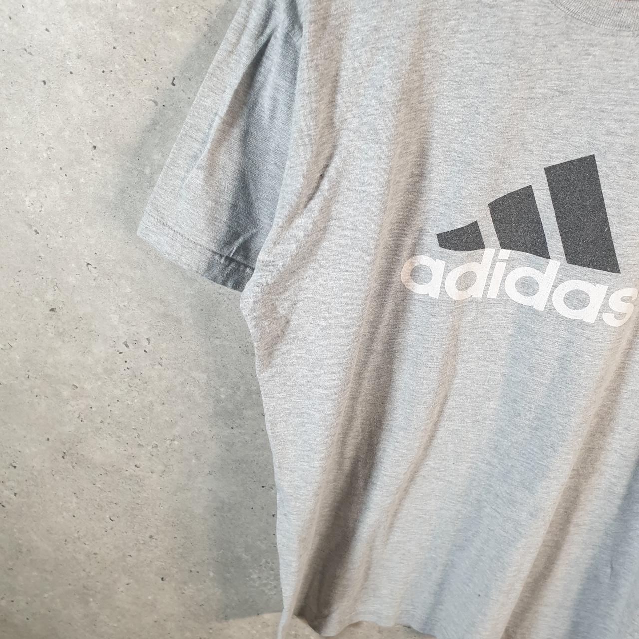 Vintage Adidas Spellout T Shirt Men’s Large Grey Three Stripes Logo Athletic