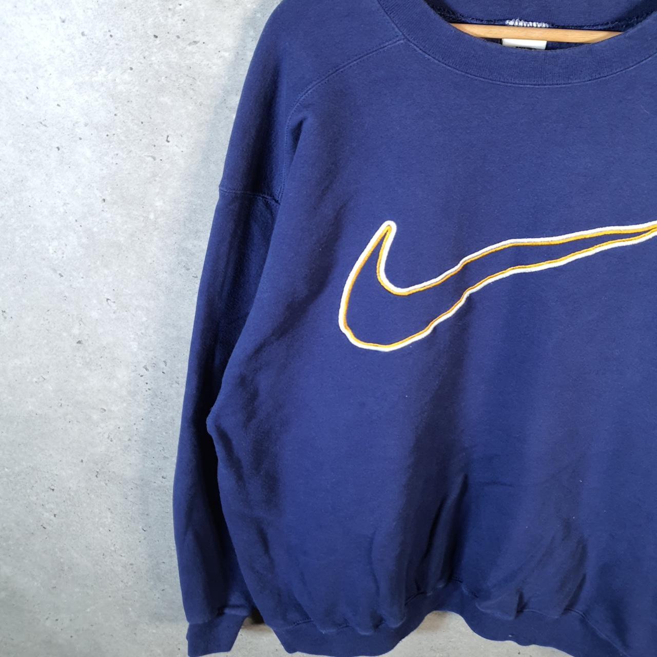 Vintage Nike 90s Embroidered Sweatshirt Men’s L Navy Blue Swoosh Y2K Pullover