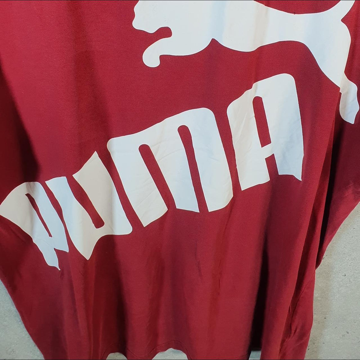 Vintage Puma Spellout T Shirt Men’s Large Burgundy Red Logo Athletic C9858