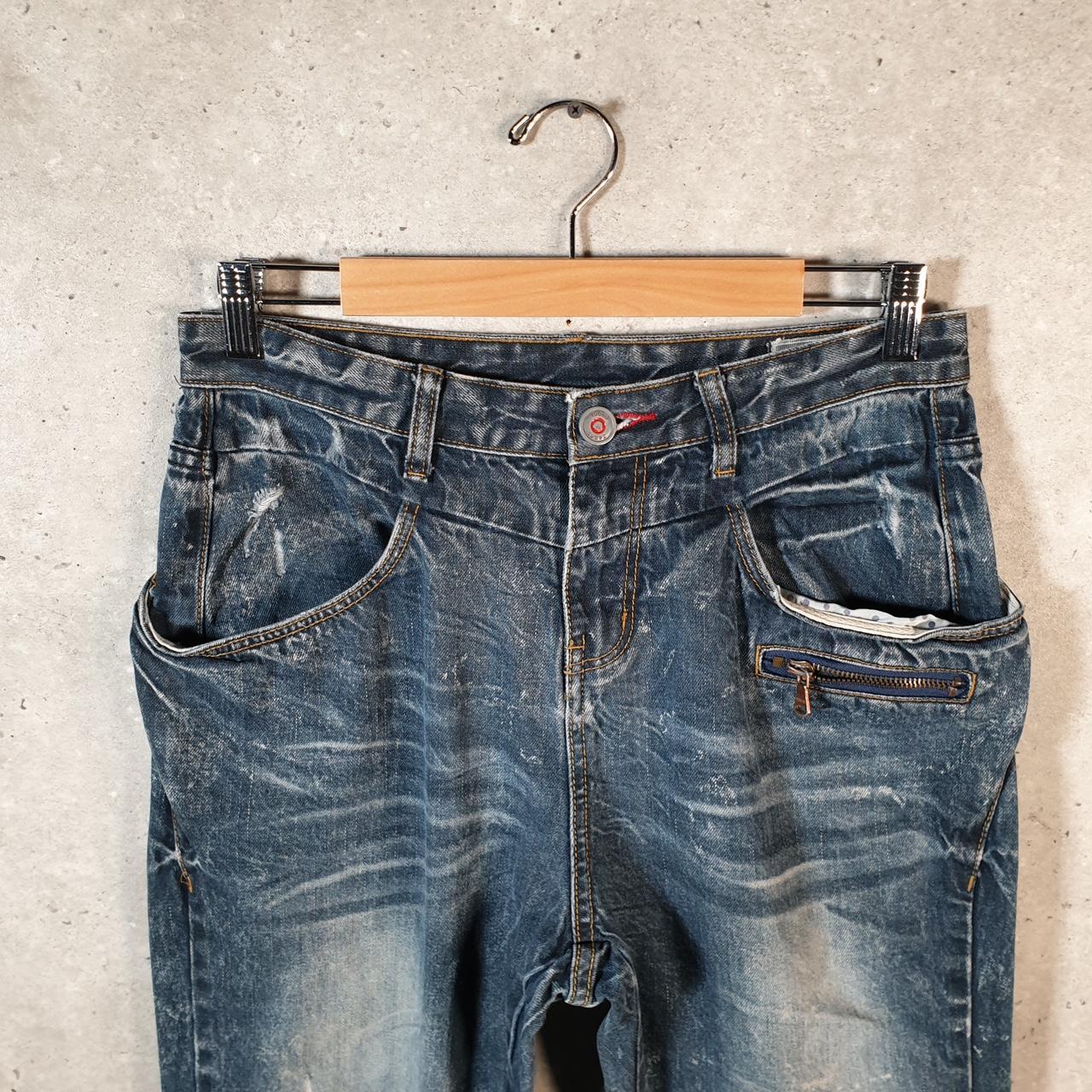 Vintage Tuogu Baggy Y2K Hip Hop Jeans Mens W29 Blue Embroidered Denim Big Fish Vintage