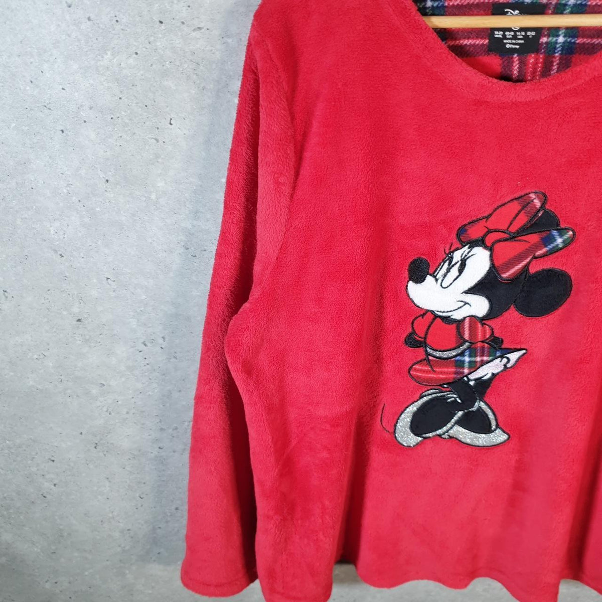Disney Mickey Mouse Fleece Pullover Sweatshirt Mens XL Red Embroidered Logo