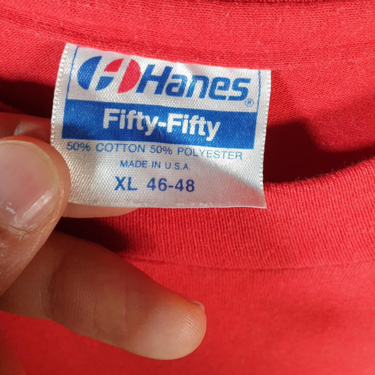 Vintage Hanes Douglas Tunnel Express 90s USA Single Stitch T Shirt Men’s XL Red C9429