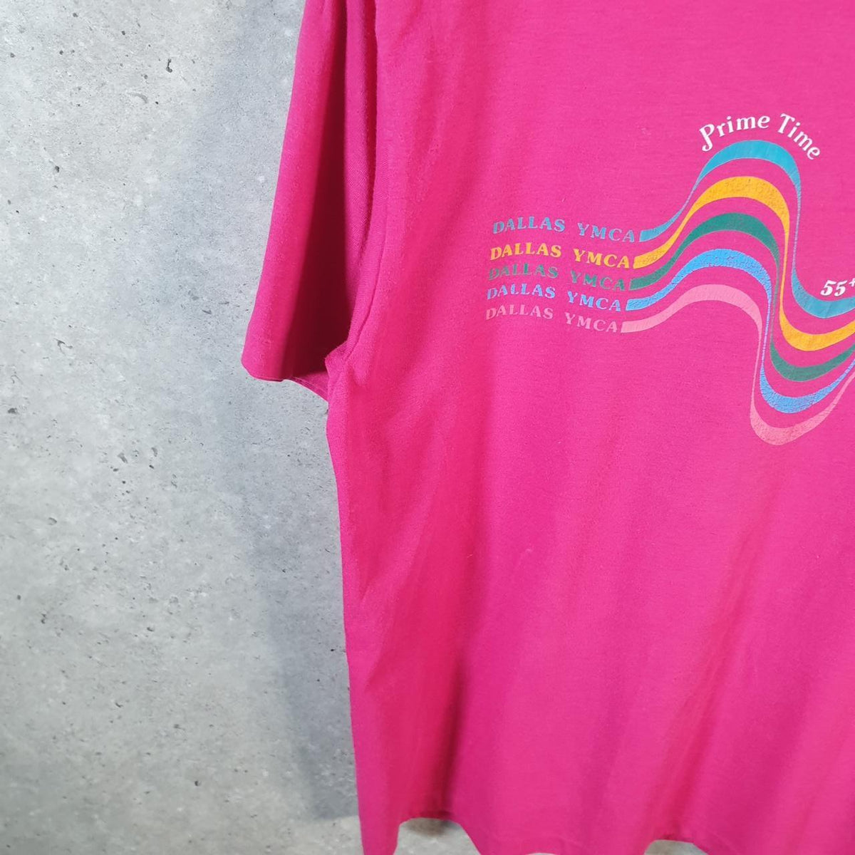 Vintage Hanes Dallas YMCA Prime Time 90s USA Single Stitch T Shirt Men’s Large Pink