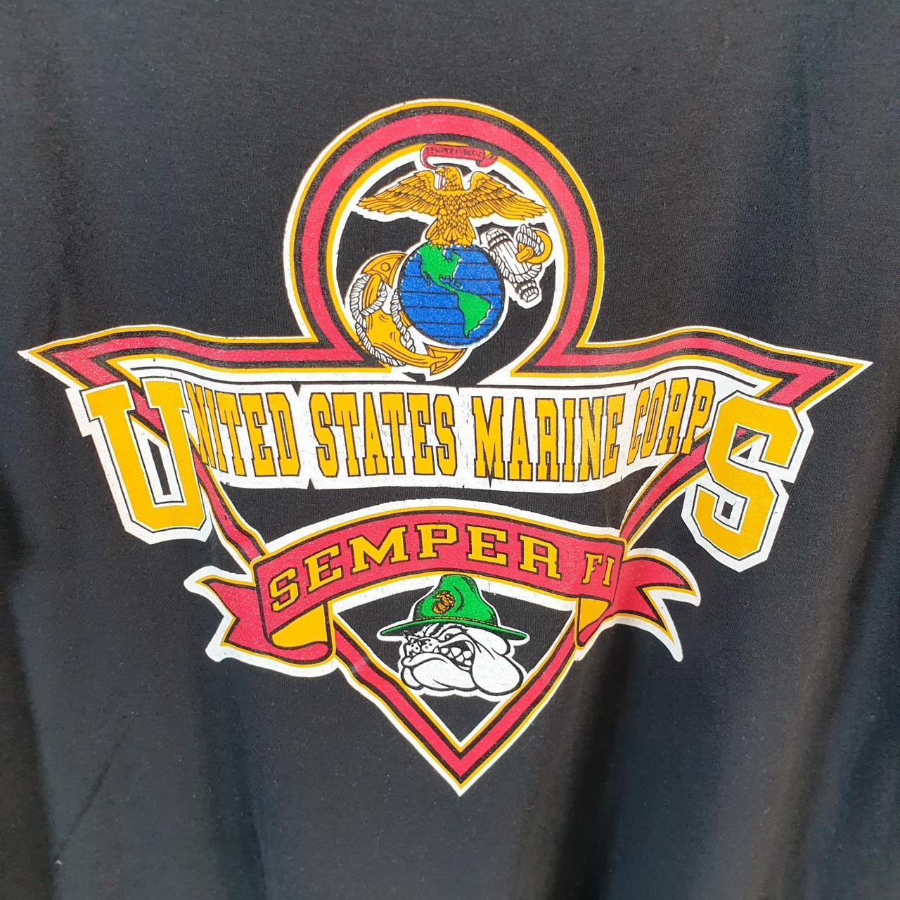 Vintage Soffes Marine Corps Semper Fi 90s USA Single Stitch T Shirt Men’s XL Black