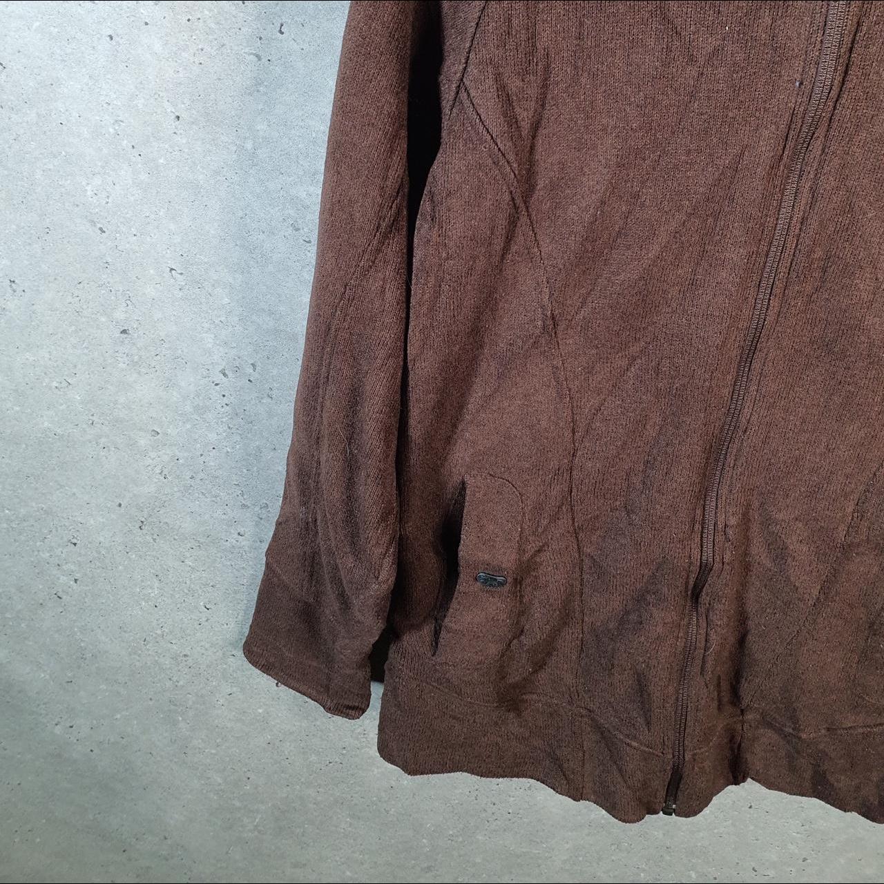 Vintage Under Armour Full Zip Fleece Hoodie Womens Large Brown Cold Gear Logo