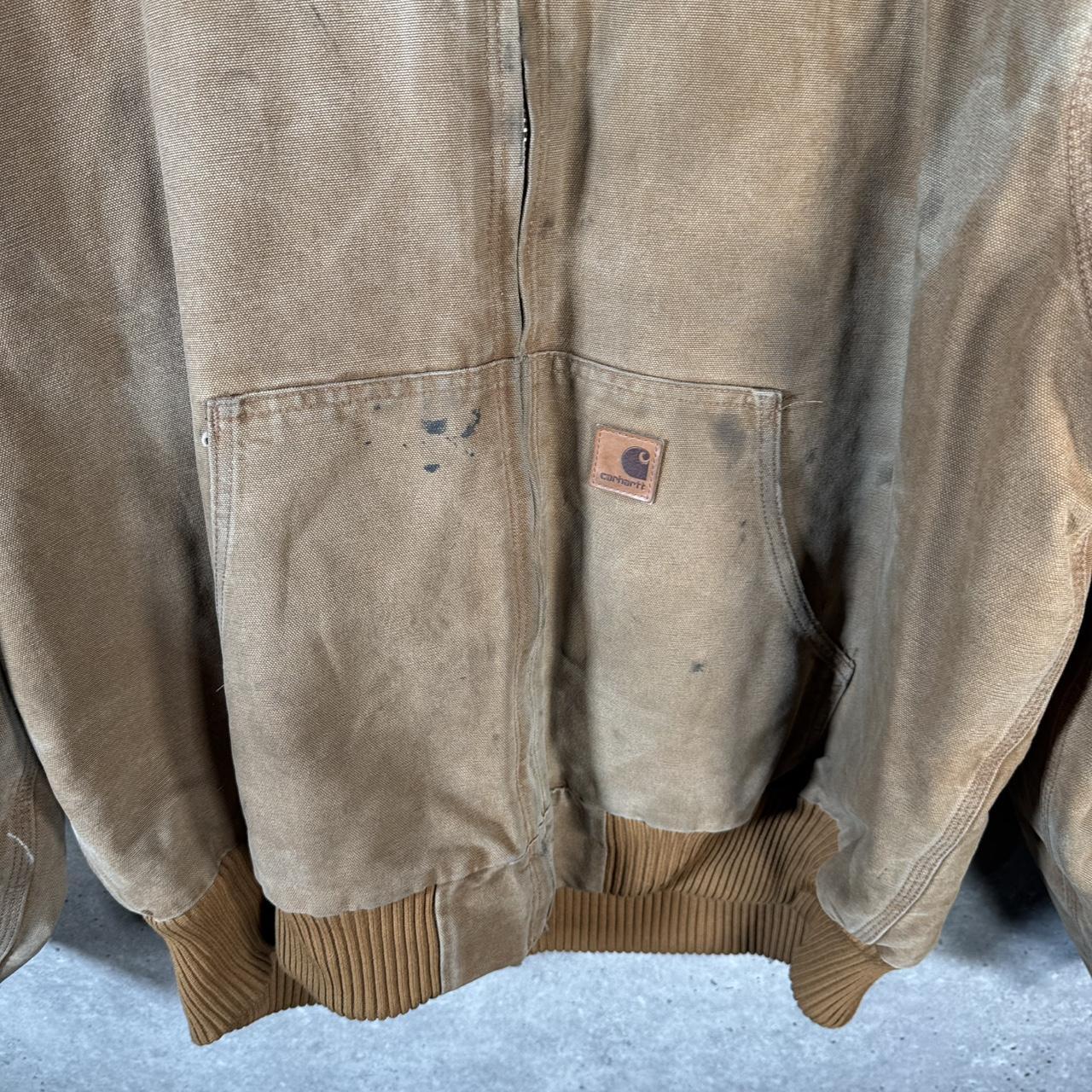 Vintage Carhartt Active Hooded Jacket Men’s XL Tan Brown Workwear Canvas USA