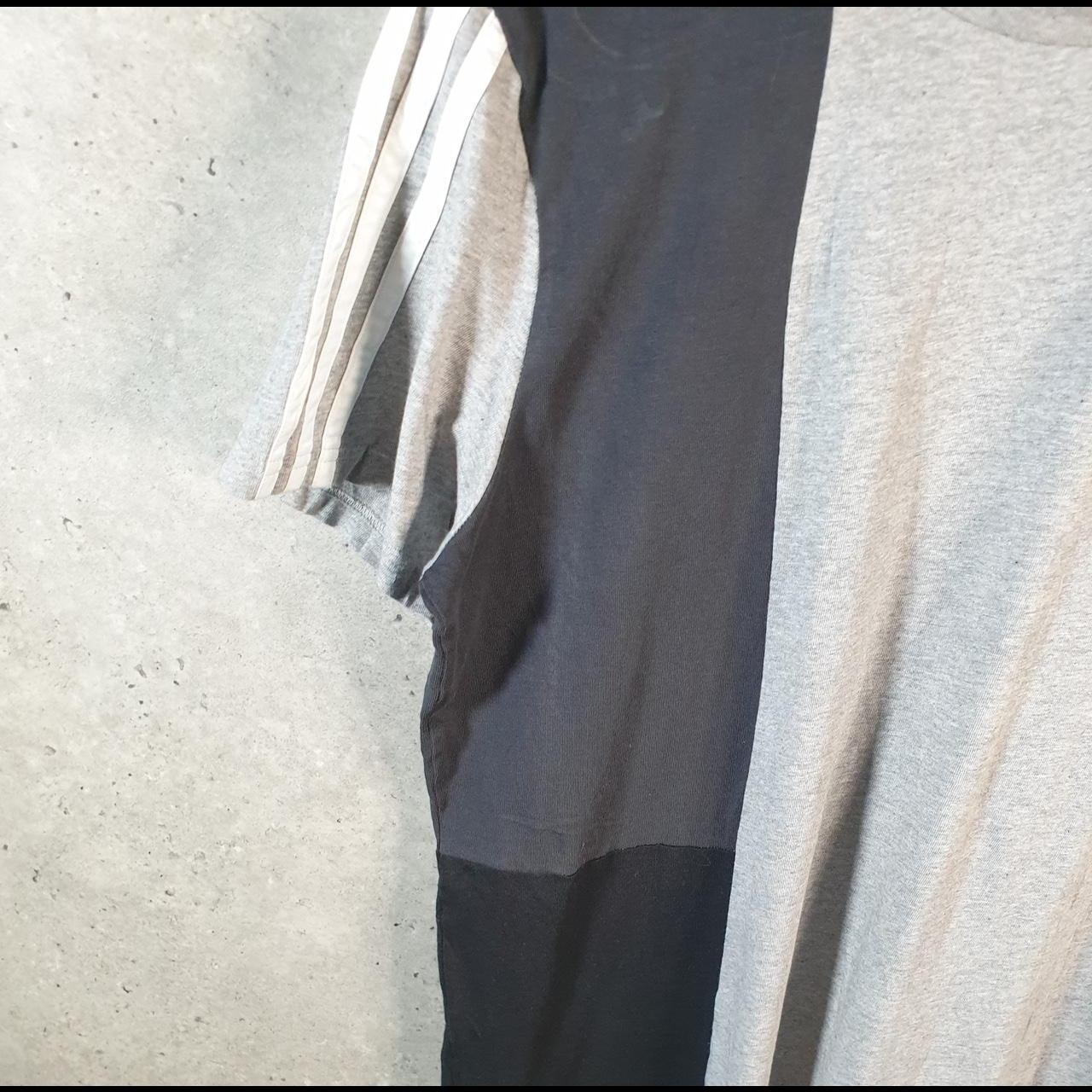 Vintage Adidas Spellout T Shirt Womens Medium Long Grey Three Stripes Logo Athletic