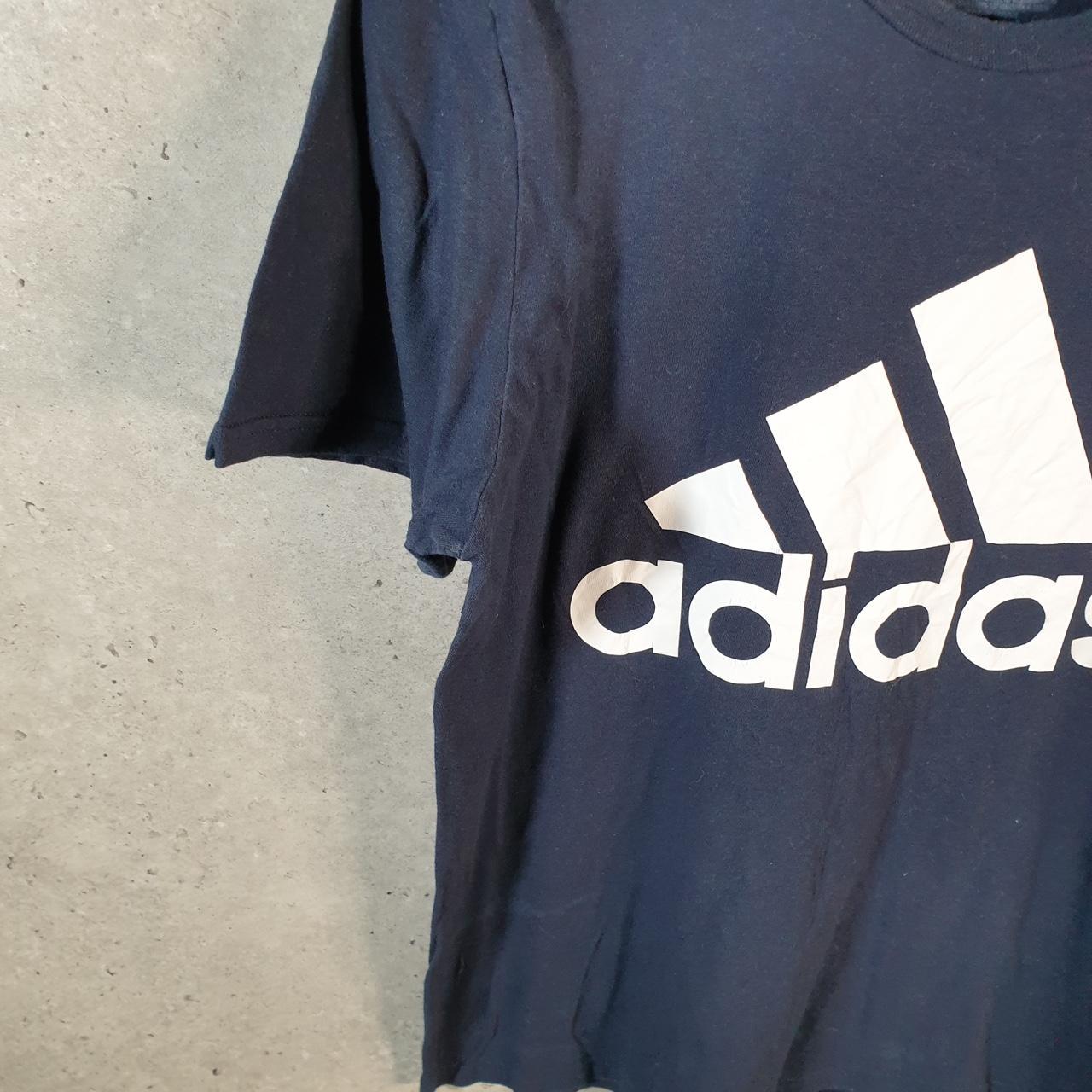 Vintage Adidas Amplifier T Shirt Men’s Small Navy Blue Three Stripes Athletic Logo