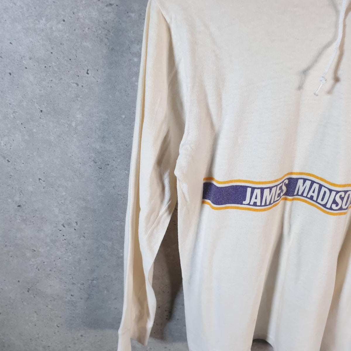 Vintage Champion James Maddison University Hooodie 90s USA Single Stitch T Shirt Womens Medium White