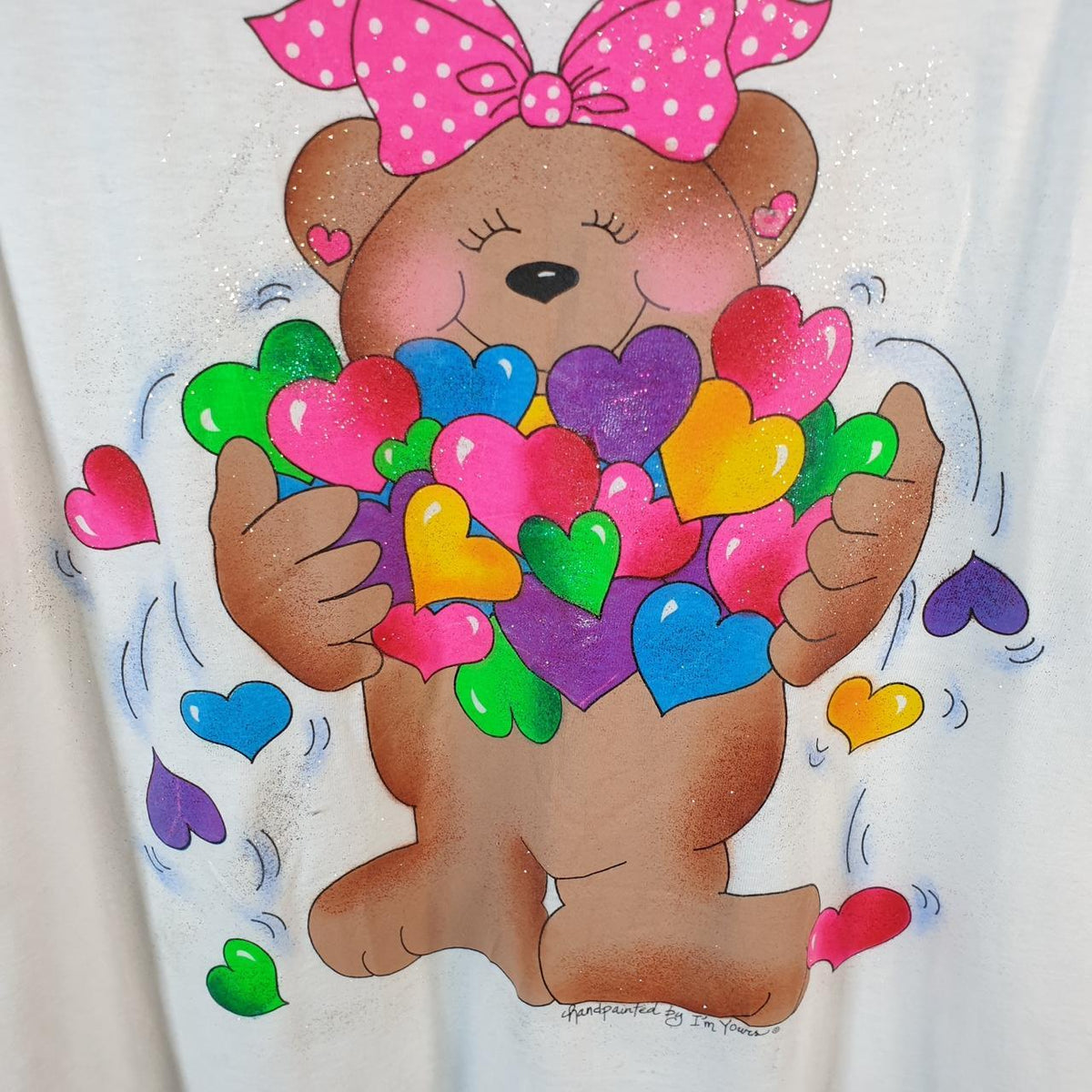 Vintage I’m Yours Texas Teddy Bear Love Handpainted 90s Single Stitch T Shirt Men’s XL White