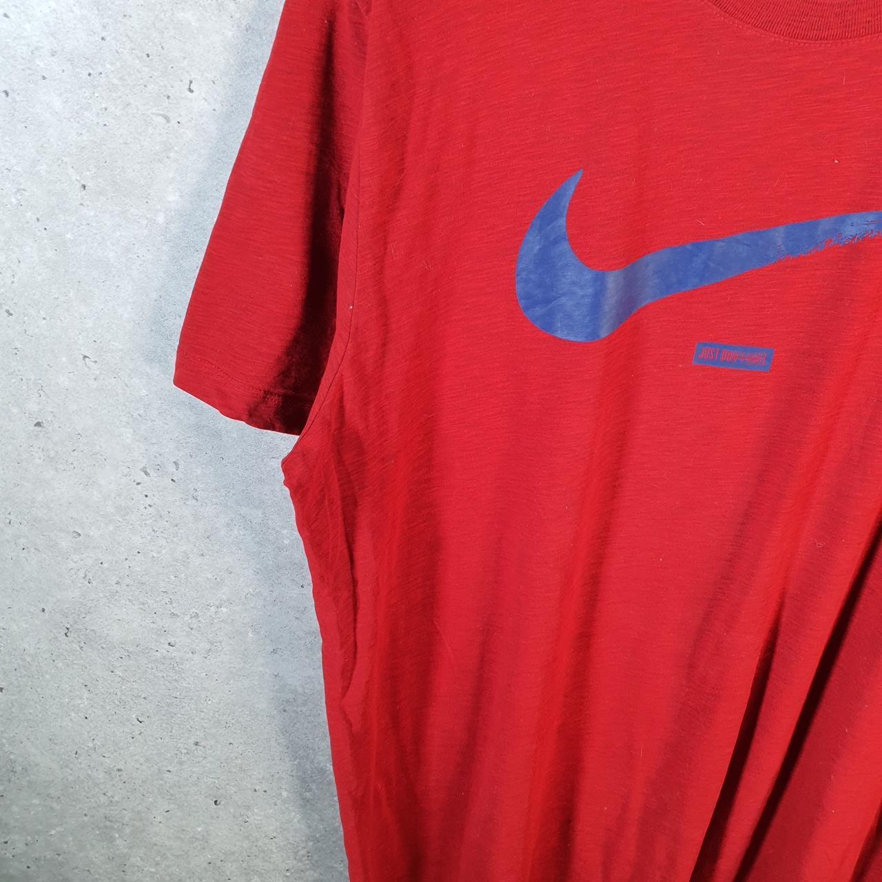 Vintage Nike Just Do It Dri Fit Graphic Spellout T Shirt Men’s XL Red Swoosh Athletic