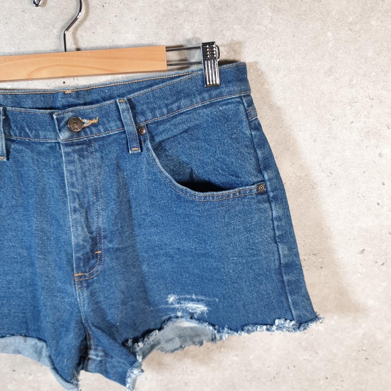 Vintage Wrangler Cut Short Baggy Shorts Jorts Cargo Womens W33 Blue Relaxed Denim