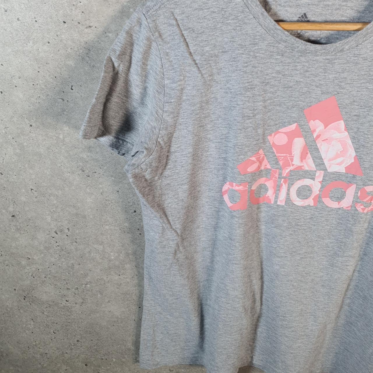 Vintage Adidas Amplifier T Shirt Womens Large Grey Three Stripes Logo Athletic