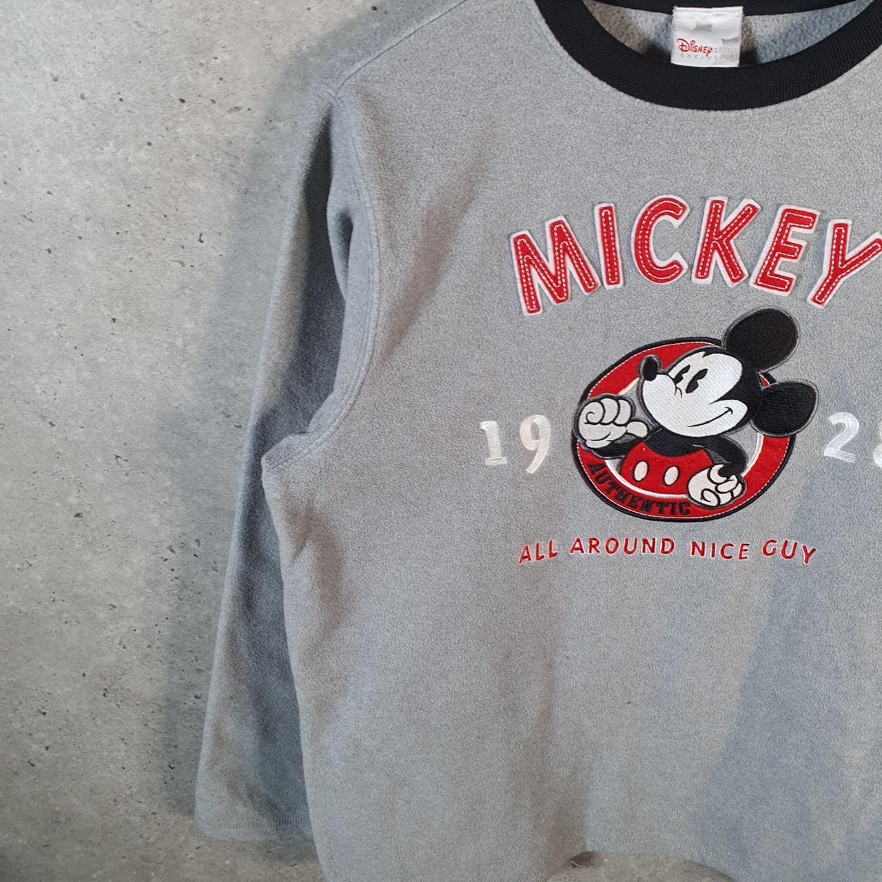 Disney Mickey Mouse Fleece Pullover Sweatshirt Mens Small Grey Embroidered Logo