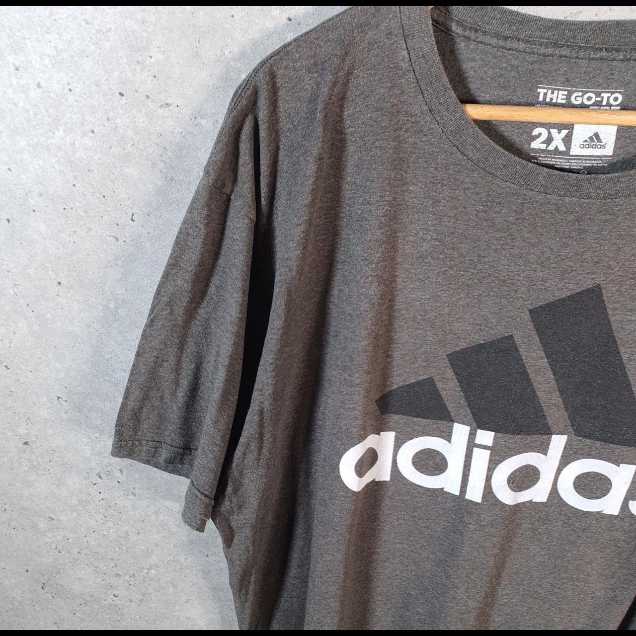 Vintage Adidas Go To Tee T Shirt Men’s 2XL Grey Three Stripes Logo Athletic
