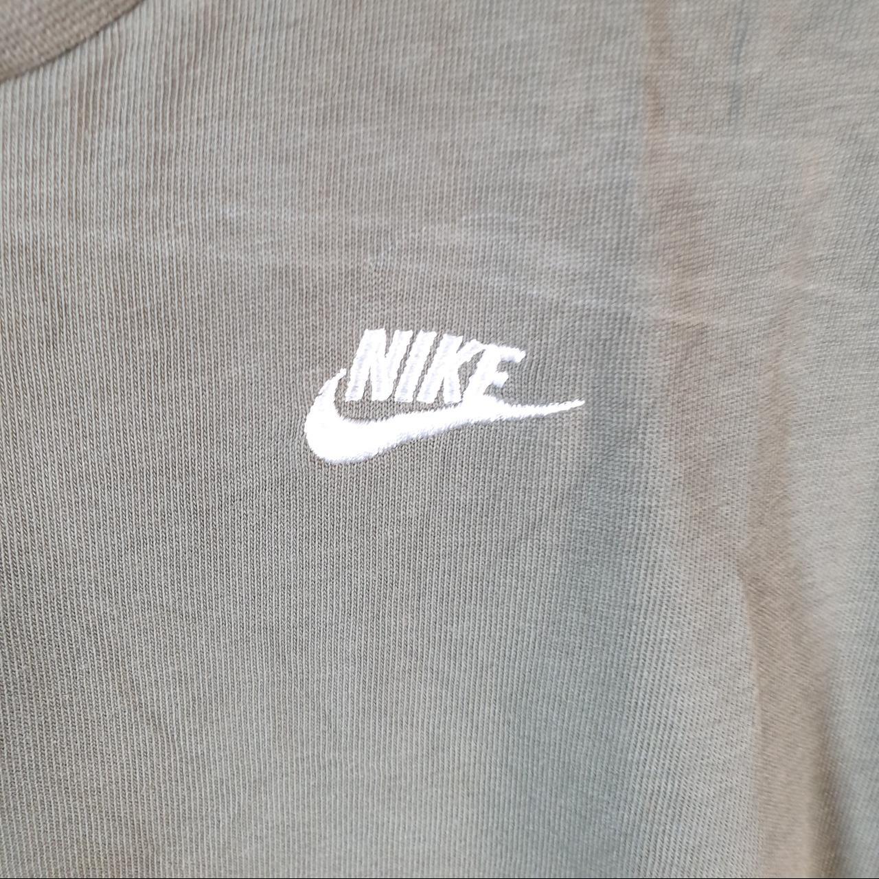 Vintage Nike Club Swoosh T Shirt Womens Medium Khaki Green Printed Logo Athletic C7918