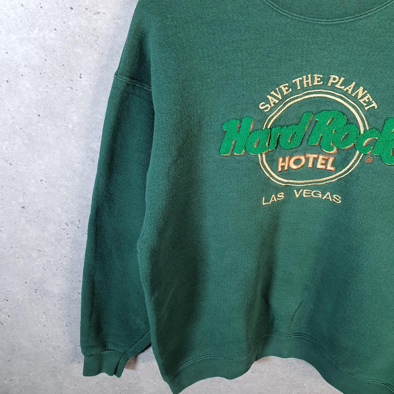 Vintage Hard Rock Hotel Las Vegas Sweatshirt Mens Medium Green USA Embroidered