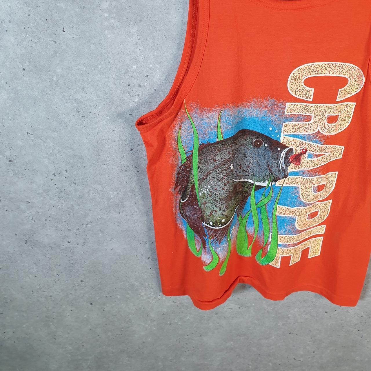 Vintage Tees Unlimited Crappie Fish 90s USA Single Stitch Vest Men’s Medium Orange