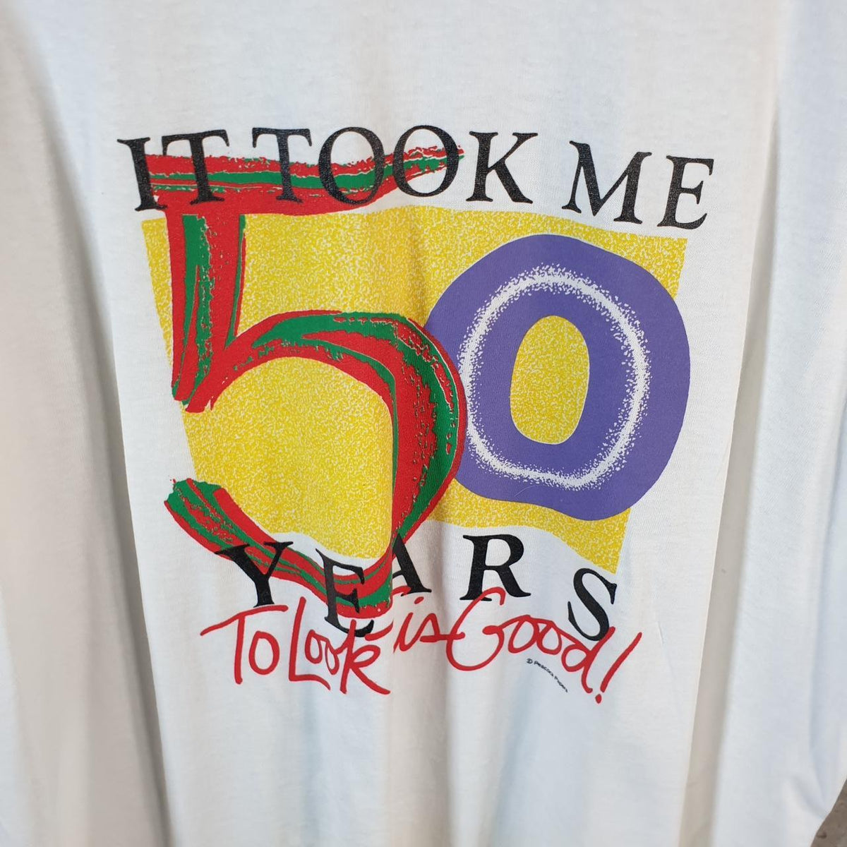 Vintage Peacock It took 50 years to look this good USA Single Stitch T Shirt Men’s XL White