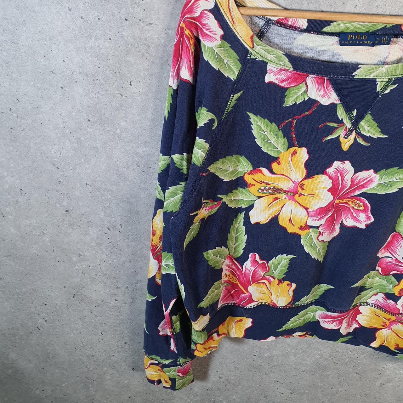 Vintage Ralph Lauren Polo Sweatshirt Womens Small Floral Flowers Pullover Pony
