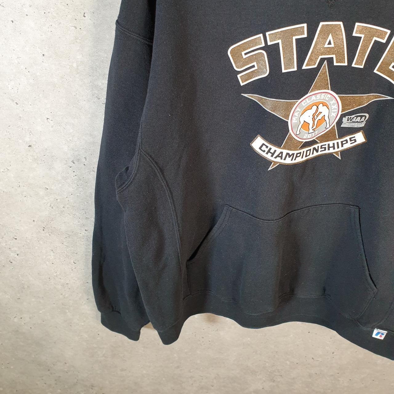 Vintage Russell Athletic 2017 Wrestling State Hoodie Men’s Large Black Pullover Baggy