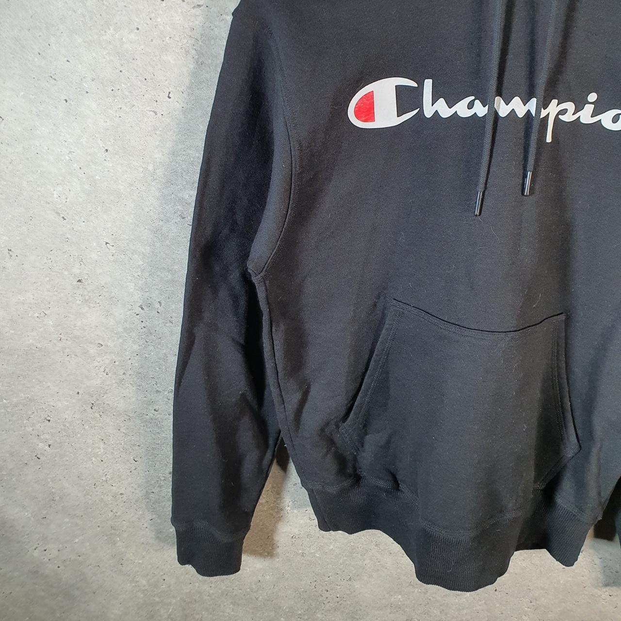 Vintage Champion Hoodie Men’s Small Black USA Pullover Spellout Logo