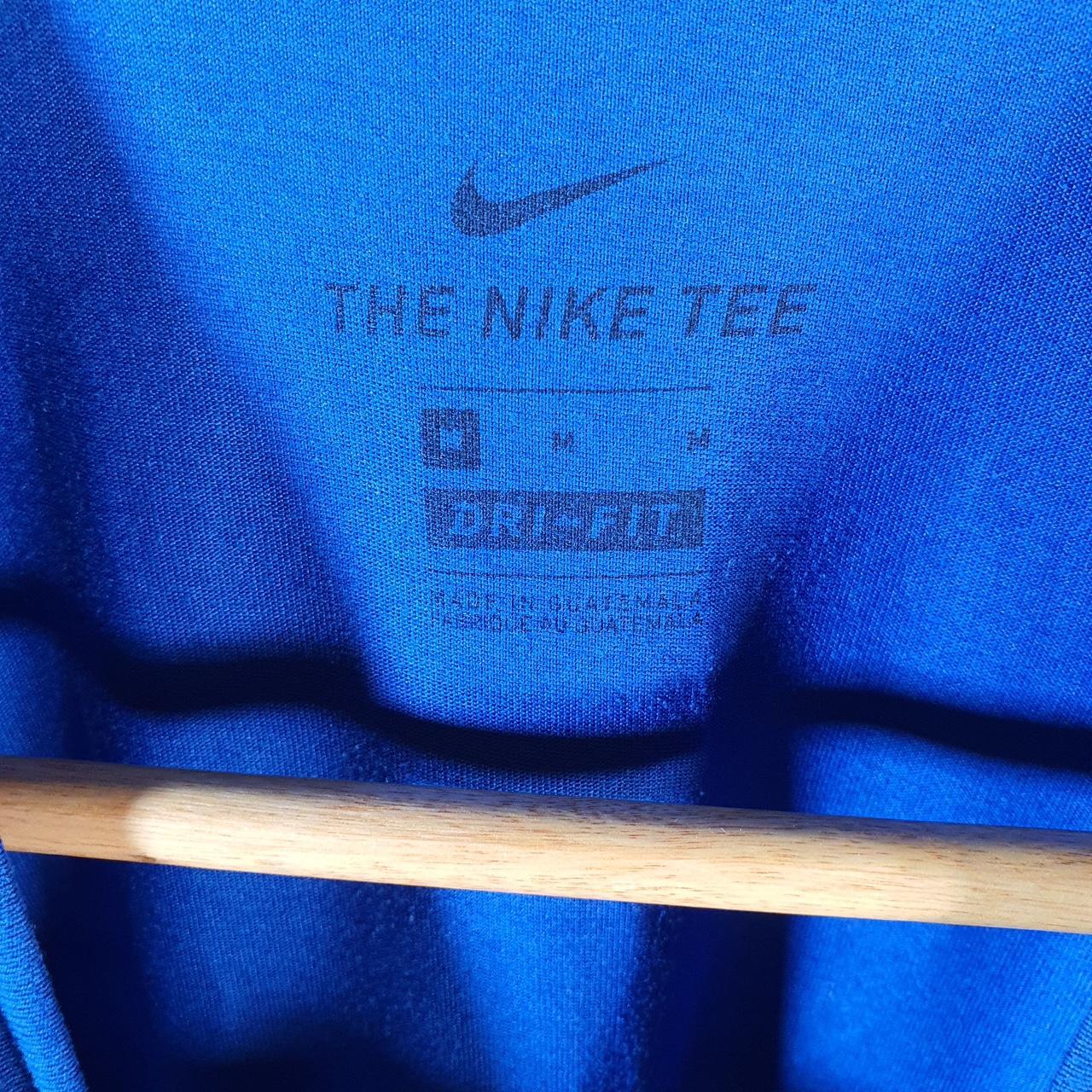 Vintage Nike Dri Fit Spellout T Shirt Men’s Medium Blue Logo Swoosh Athletic