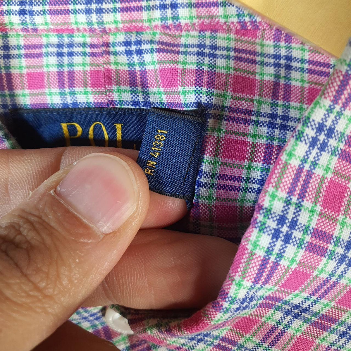 Vintage Ralph Lauren Button Down Shirt Mens Medium Pink Checkered Classic Fit