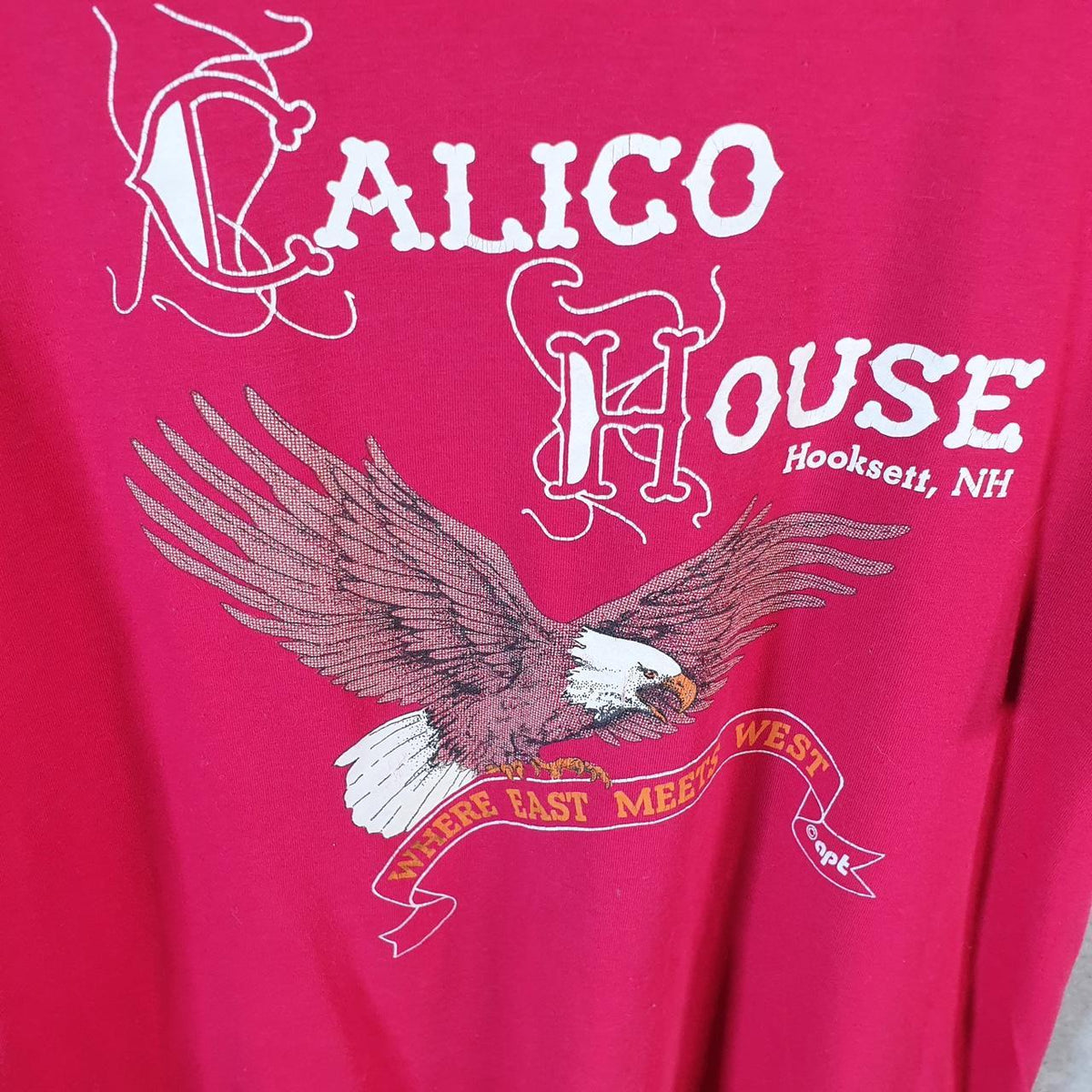 Vintage Hanes Calico House Hooksett 90s USA Single Stitch T Shirt Men’s XL Red C8394