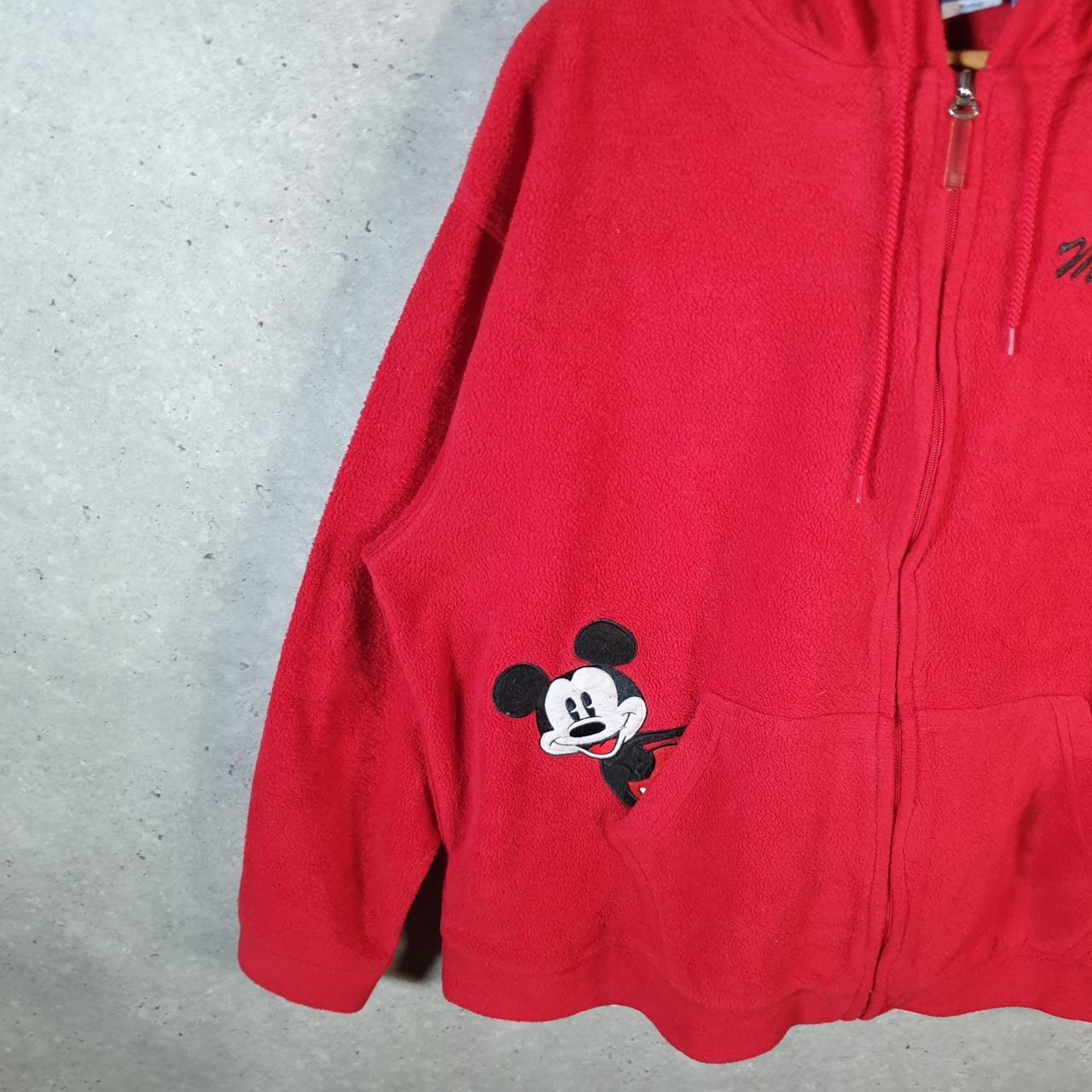 Disney Mickey Mouse Fleece Full zip Hoodie Womens 2XL Red Embroidered Logo