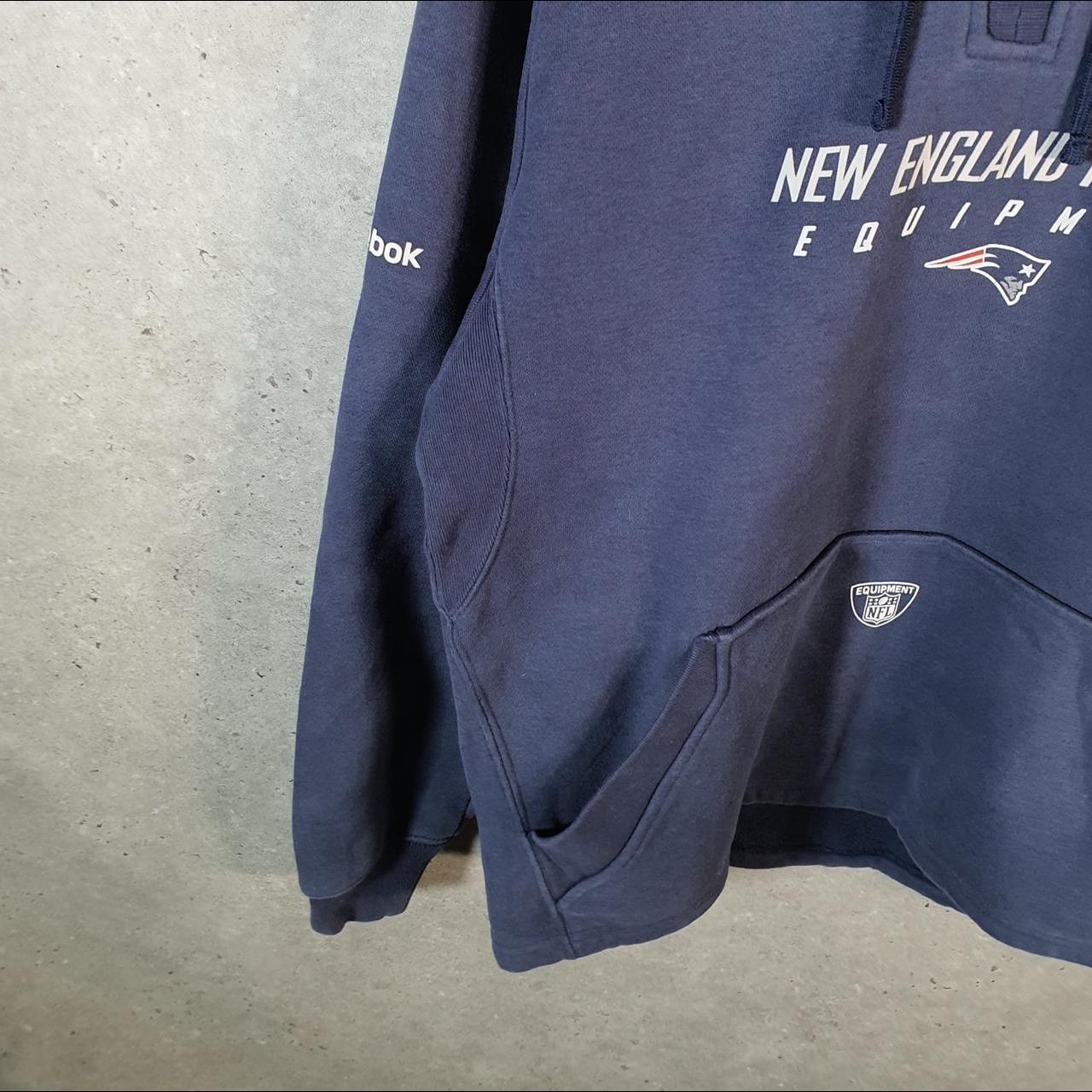 Vintage NFL Reebok New England Patriots Hoodie Mens Small Navy Blue 1/4 Zip Pullover USA
