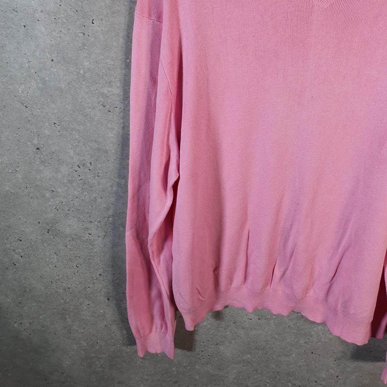 Vintage Ralph Lauren Polo V Neck Sweatshirt Men’s XL Pink Cotton Pullover Pony