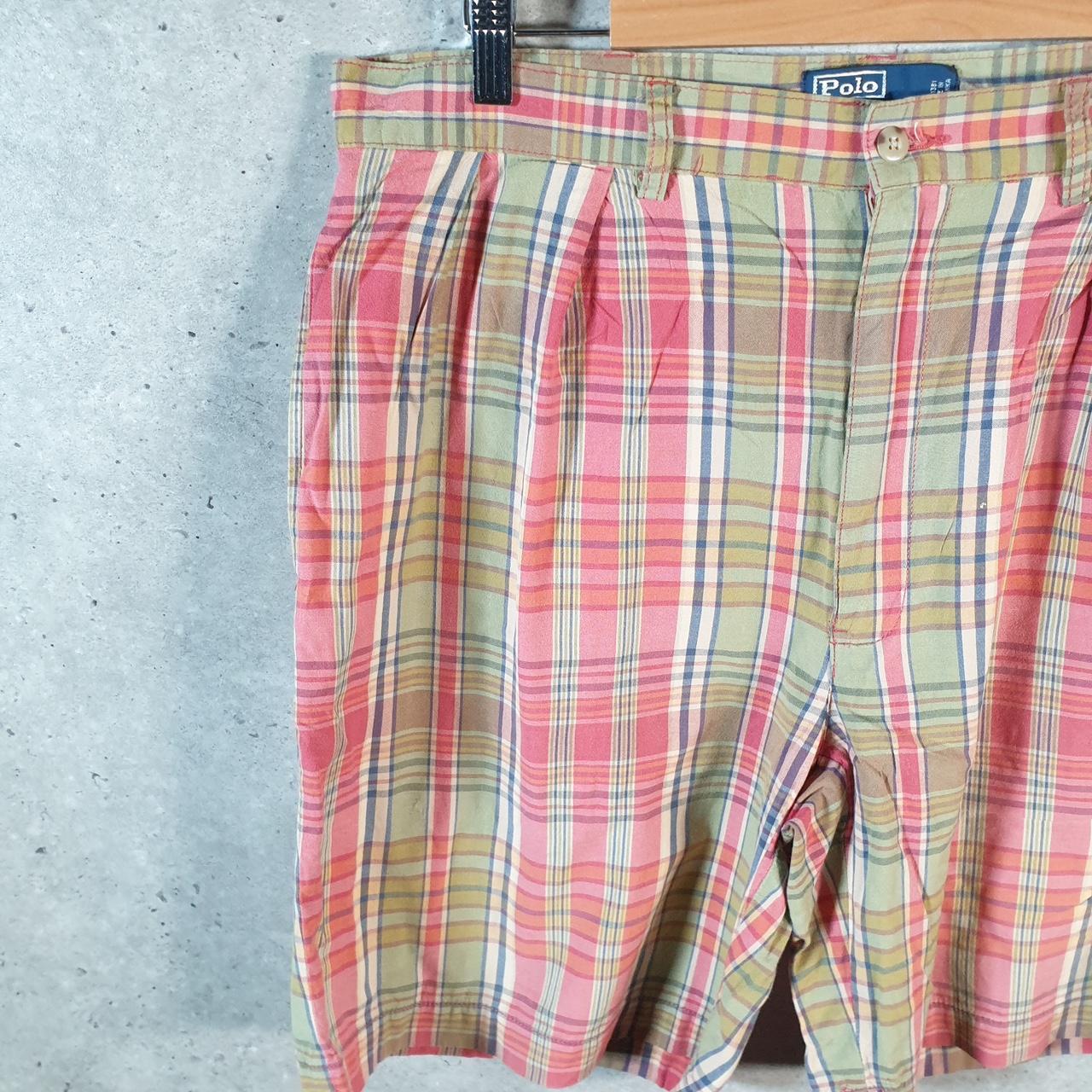 Vintage Ralph Lauren Polo Shorts Jorts Chino Cargo Men’s W35 Checkered Baggy Cotton A4340